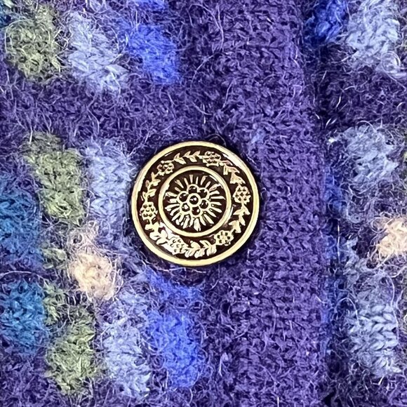 VTG Tally-Ho Womens XL Boiled Wool Cardigan Sweater Decorative Buttons Fair Isle - Picture 3 of 16